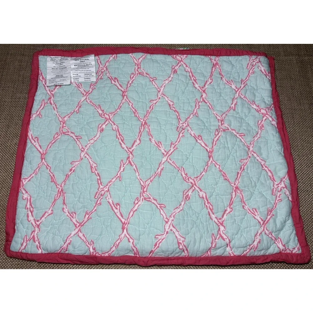 Pottery Barn Lilly Pulitzer Sham Fan Sea Pants Reversible Cotton Quilted Std - Picture 10 of 12